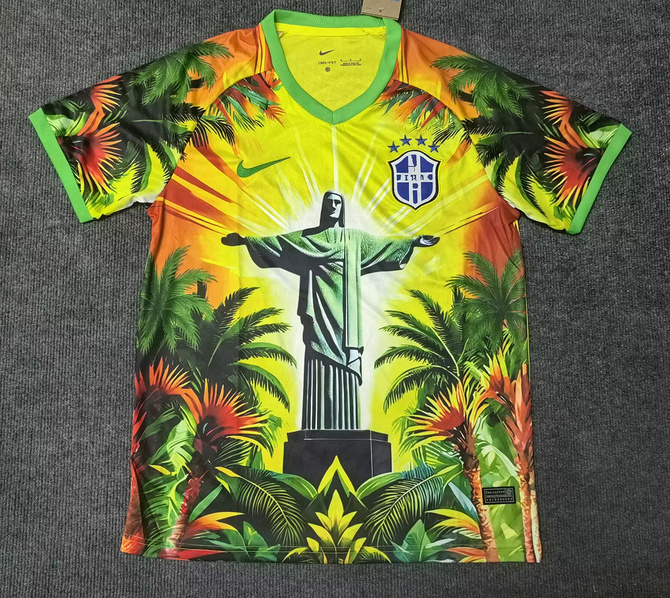 Brazil Soccer Jersey Jesus Special Edition Custom Shirt 2025 in Model Year: 2025 Country and League: Brazil Material: