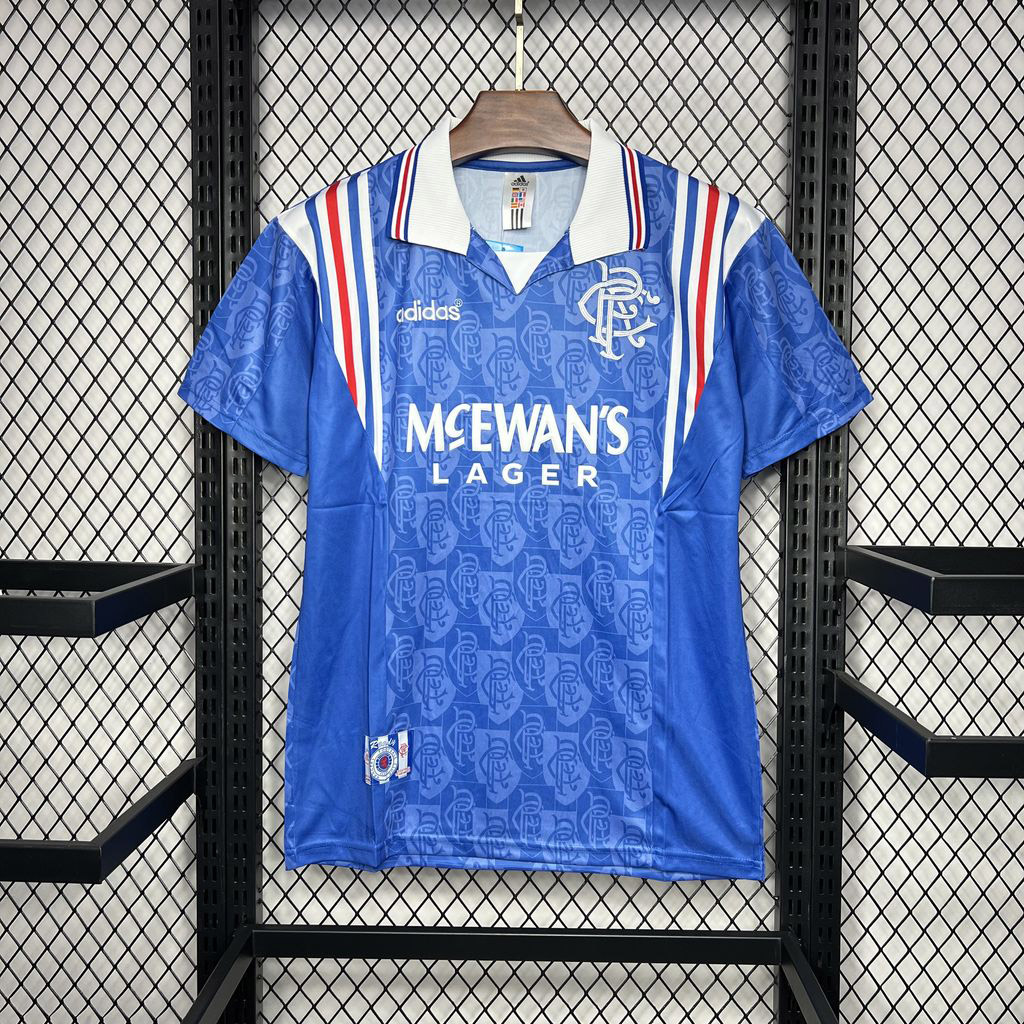 Rangers FC Retro Soccer Jersey Home Custom Shirt 1996-97 in Blue