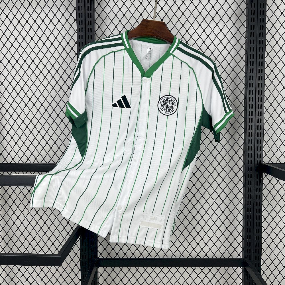 Celtic X US Pack Baseball Jersey Custom Shirt 2025/26 in White & Green