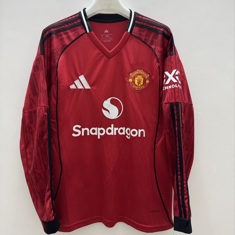 Manchester United Home Long Sleeve Football Jersey Shirt 2025/26 in Red