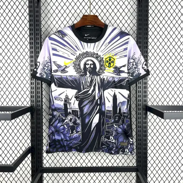 Brazil Soccer Jersey Jesus Special Edition Custom Shirt 2025 in Model Year: 2025 Country and League: Brazil Material: