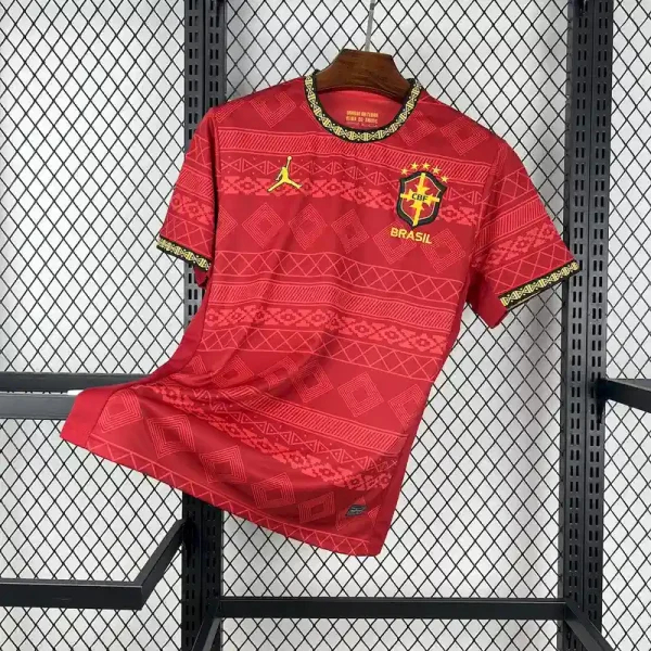 Brazil Soccer Jersey Red Special Edition Custom Shirt 2025 in Model Year: 2025 Country and League: Brazil Material: