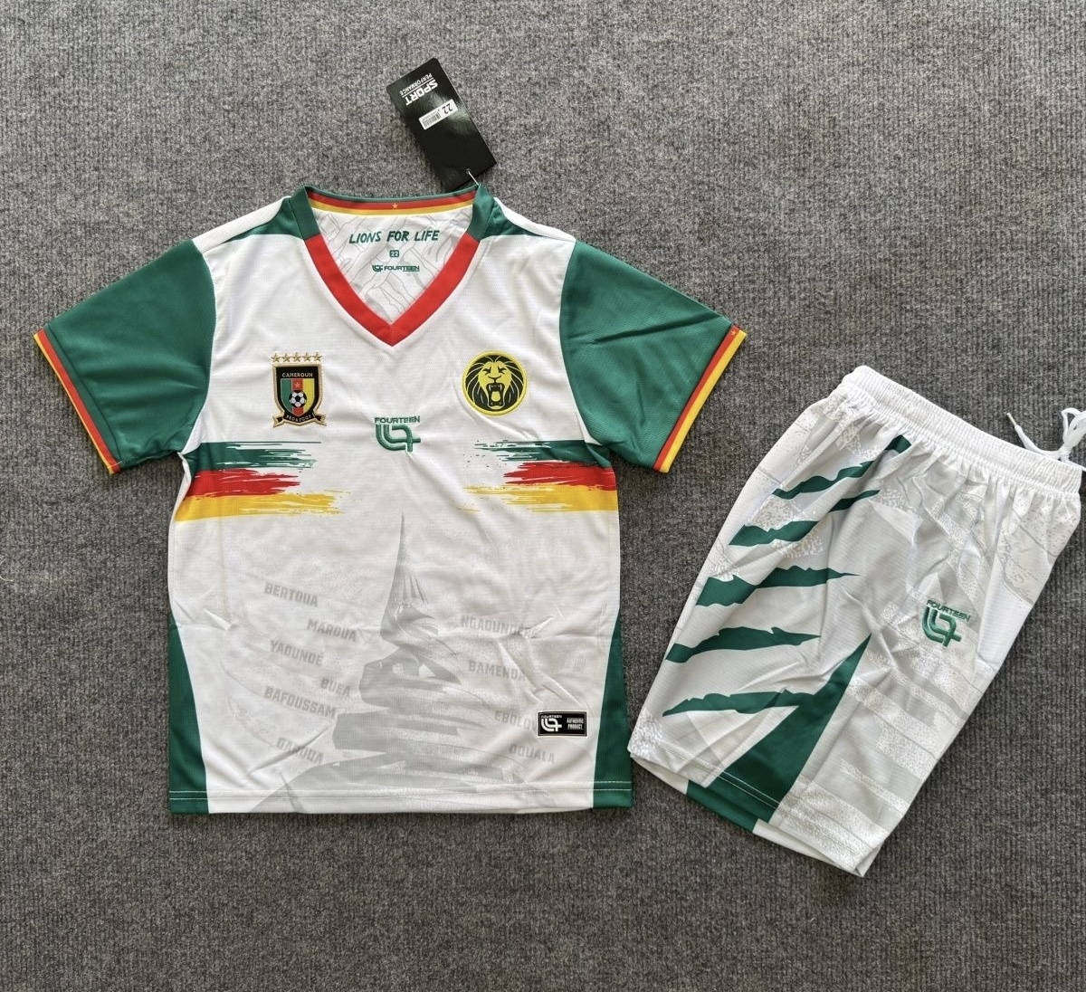 Cameroon Soccer Jersey Third Away Kids Jersey & Shorts Kit 2025 in White