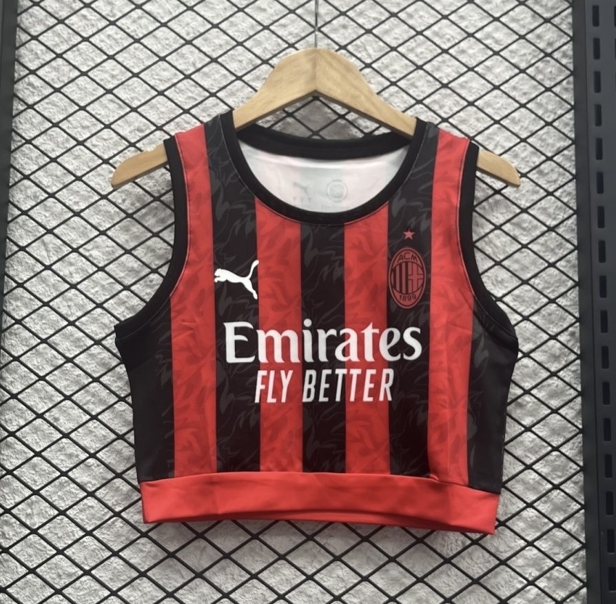 AC Milan Soccer Jersey Home Women's Vest 2025/26 in Red&Black