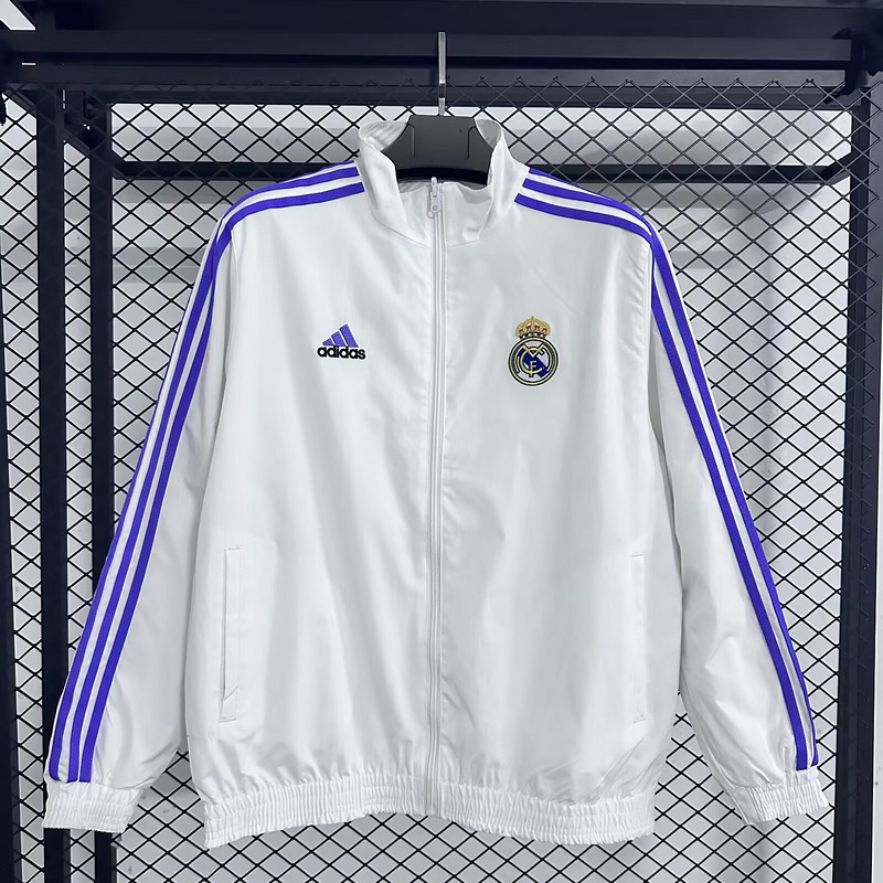 Real Madrid Reversible Double-Sides Windbreaker Jacket White&Amp;gray 2025-26 in White&Gray