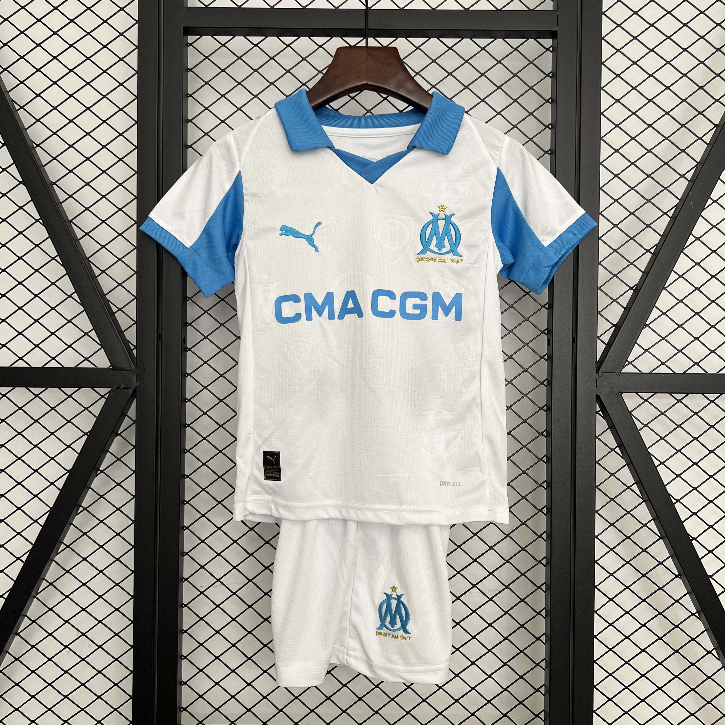 Marseille Soccer Jersey Home Kids Kit Jerseys+Shorts 2025/26 in White