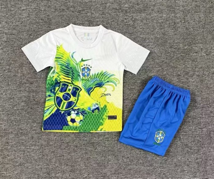 Brazil Special Edition Soccer Uniform Kids Jersey & Shorts Kit 2025 in Model Year: 2025 Country and League: Brazil Material: