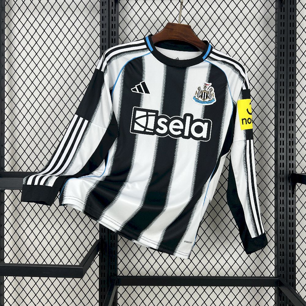 Newcastle United Football Jersey Home Custom Long Sleeve Shirt 2025/26 in Black&White