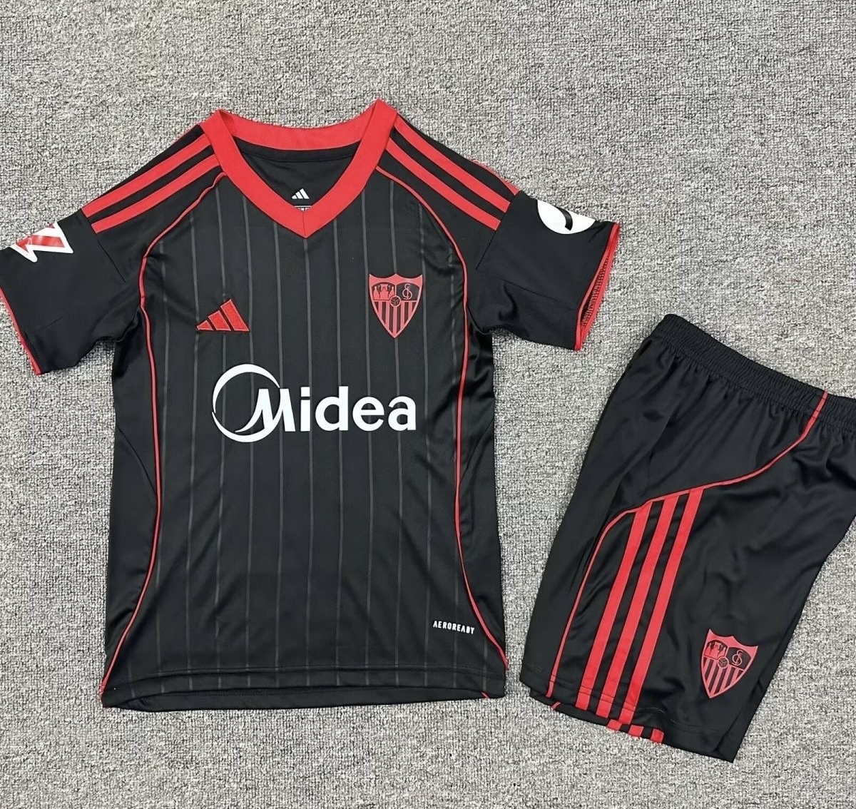 Sevilla FC Soccer Jersey Third Away Kids Jersey & Shorts Kit 2025/26 in Black