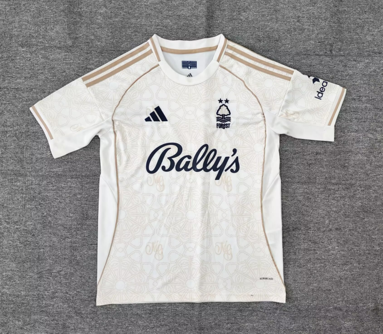 Nottingham Forest Football Jersey Away Custom Shirt 2025/26 in Off-White