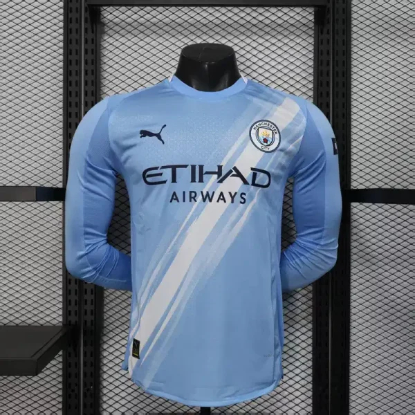 Manchester City Authentic Home Long Sleeve Football Jersey Shirt 2025/26 in Blue