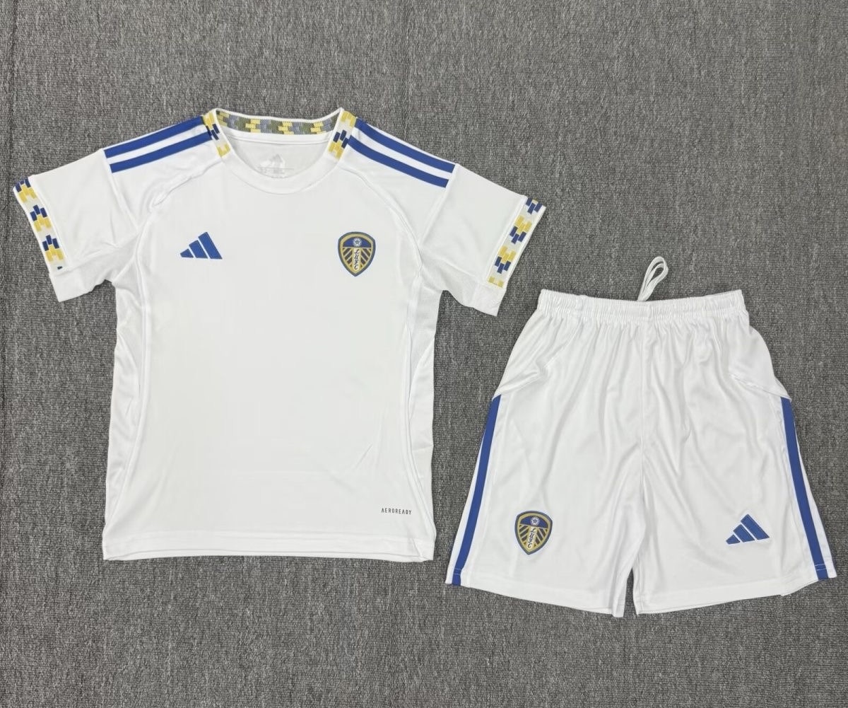 Leeds United Football Jersey Home Kids Jersey & Shorts Kit 2025/26 - Without Sponsor in White