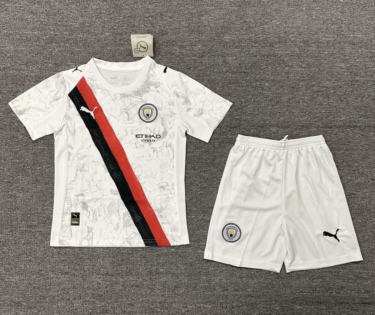 Manchester City X Kidsuper Kids Jersey & Shorts Kit 2025/26 in White
