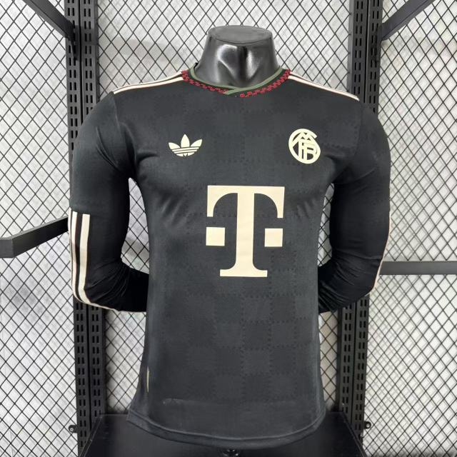 Authentic Bayern Munich Soccer Jersey Third Away Champions League Long Sleeve Shirt 2025/26 in Black