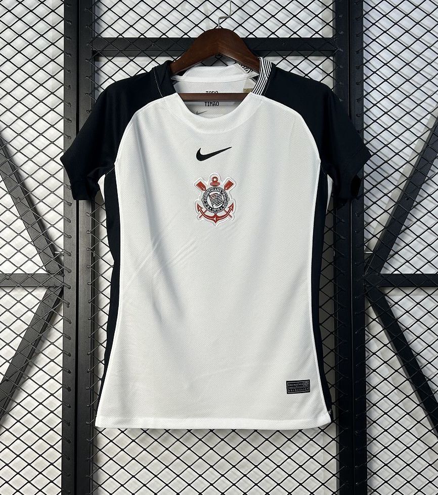 Corinthians Soccer Jersey Home Women's Custom Shirt 2025 in Black&White