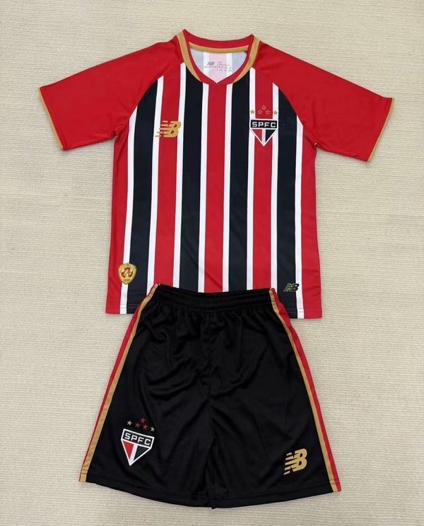 Sao Paulo FC Soccer Jersey Away Kids Jersey & Shorts Kit 2025 - Without Sponsor in Red