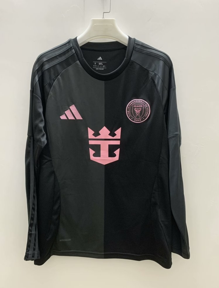Inter Miami Soccer Jersey Away Long Sleeve Custom Shirt 2025 in Black