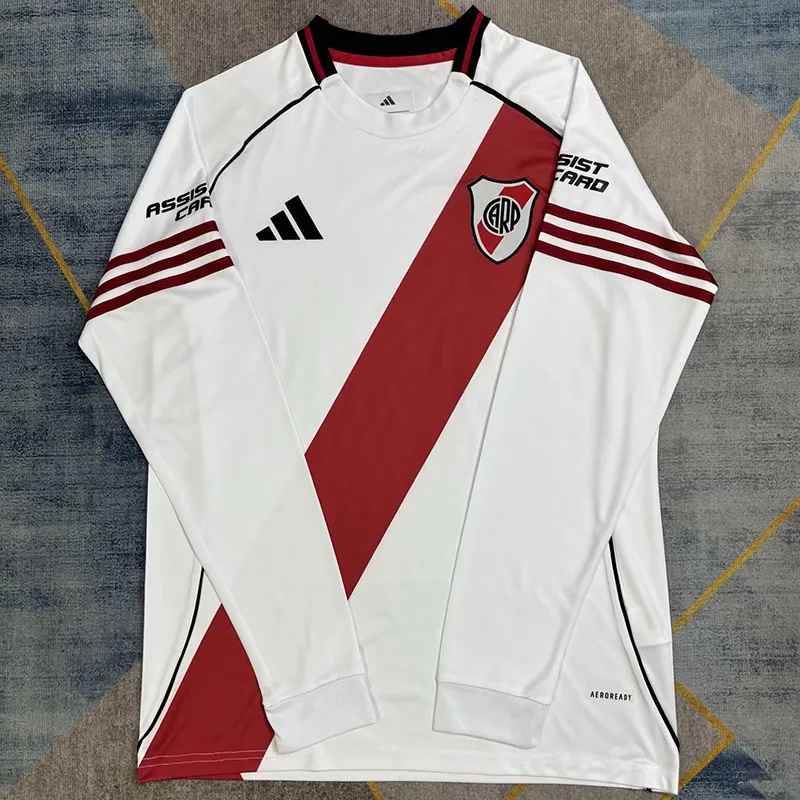 River Plate Soccer Jersey Home Long Sleeve Custom Shirt 2025/26 in Red&White