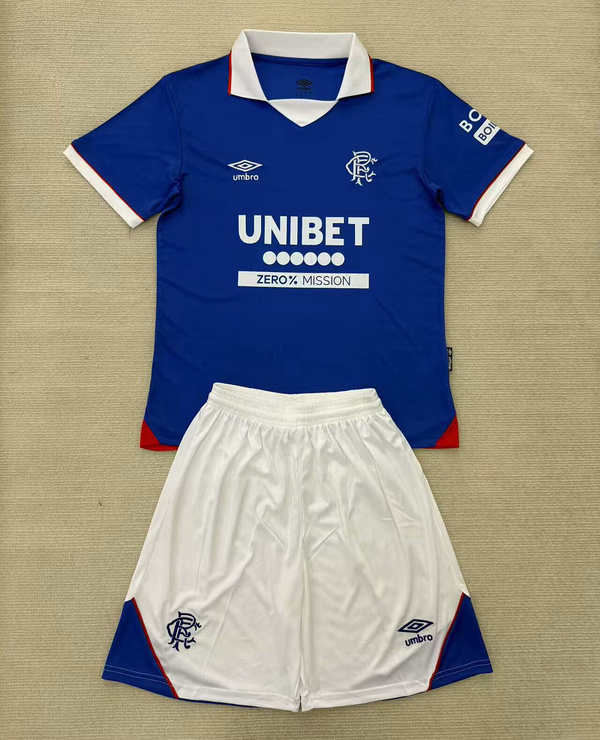 Rangers FC Soccer Jersey Home Kids Jersey & Shorts Kit 2025/26 in Blue