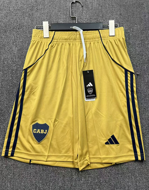 Boca Juniors Soccer Jersey Away Custom Shorts 2025/26 in Gold