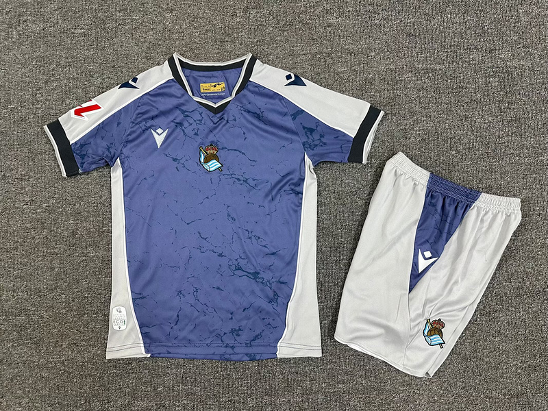 Real Sociedad Soccer Jersey Away Kids Jersey & Shorts Kit 2025/26 in Model Year: 2025/26 Country and League: Spain-La Liga