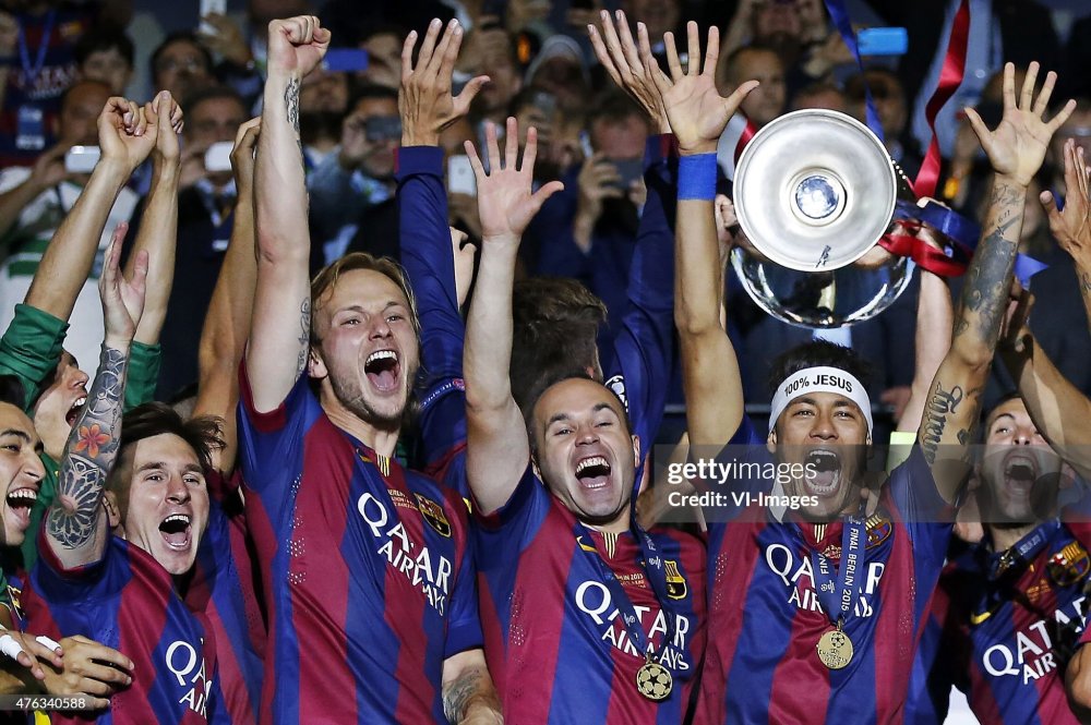 Authentic Barcelona Retro Jersey Home Long Sleeve Soccer Shirt 2014-15