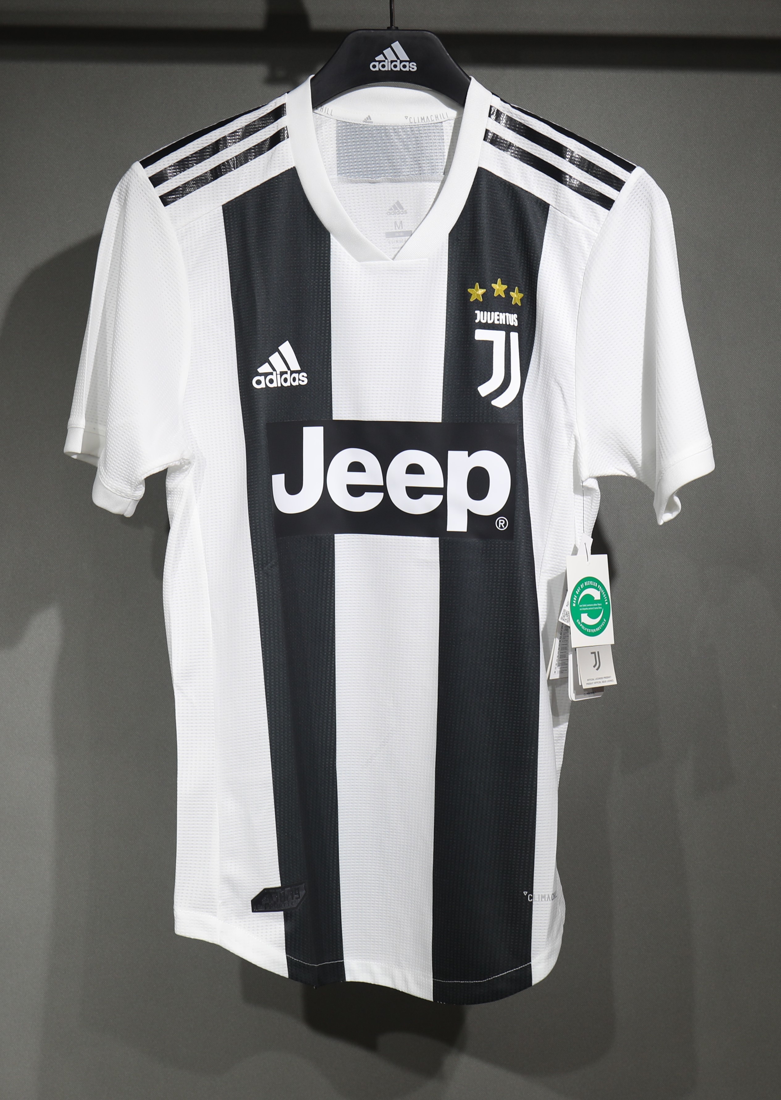 Juventus Retro Authentic Soccer Jersey Home Shirt 2018-19 in Black&White