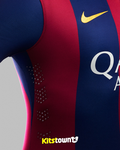 Authentic Barcelona Retro Jersey Home Long Sleeve Soccer Shirt 2014-15