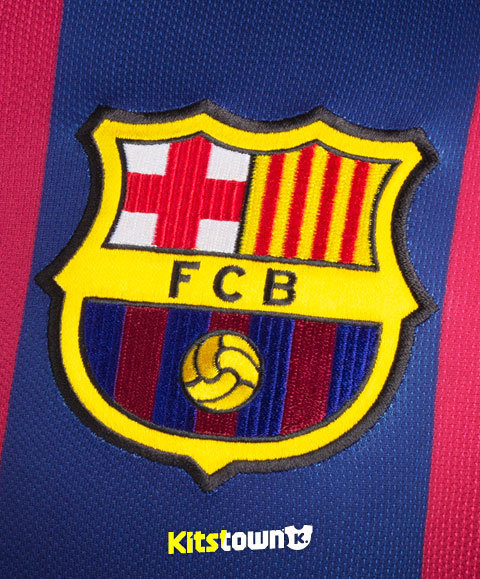 Authentic Barcelona Retro Jersey Home Long Sleeve Soccer Shirt 2014-15