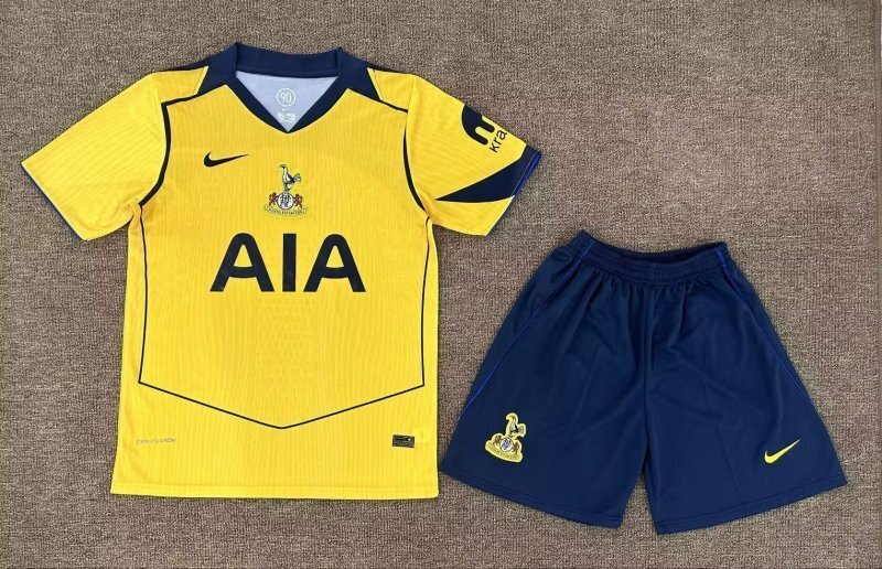 Tottenham Hotspur Football Jersey Third Away Kids Jersey & Shorts Kit 2025/26 in Yellow