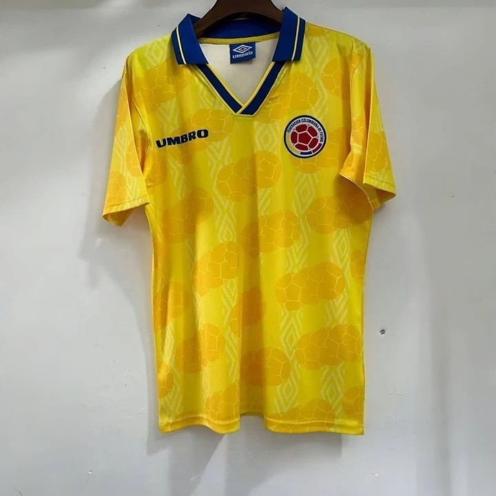 Colombia Retro Soccer Jersey Home Custom Shirt 1994 in Yellow