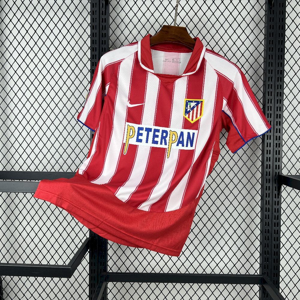 Atletico Madrid Retro Soccer Jersey Home Shirt 2003-04 in Red&White