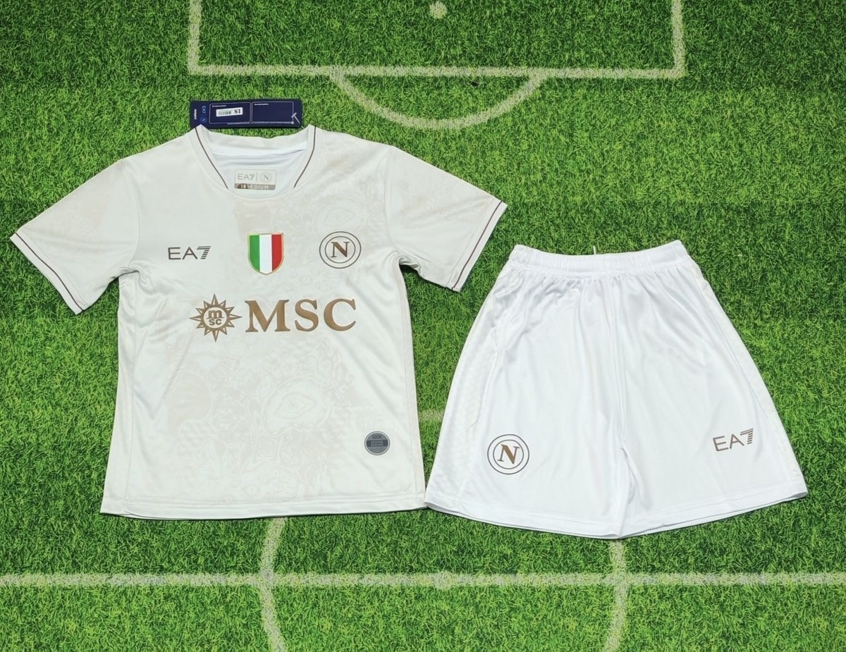 Napoli Soccer Jersey Away Kids Jersey & Shorts Kit 2025-26 in Brown
