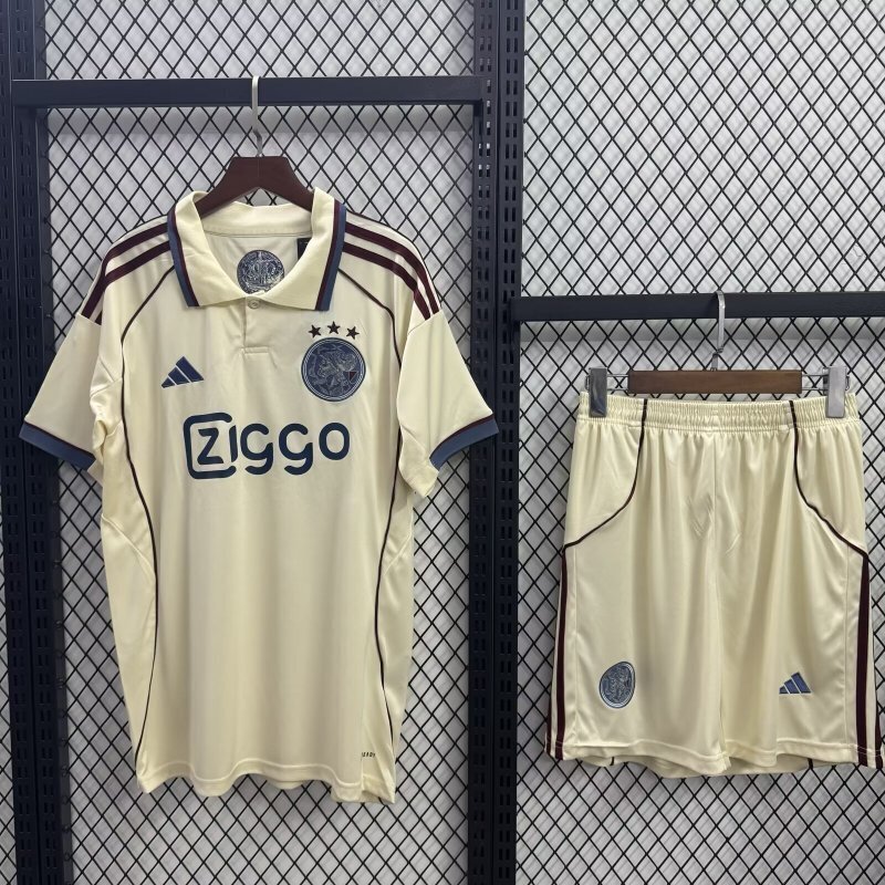 AJAX Third Away Kids Kit Jerseys+Shorts 2025/26 in Off-White
