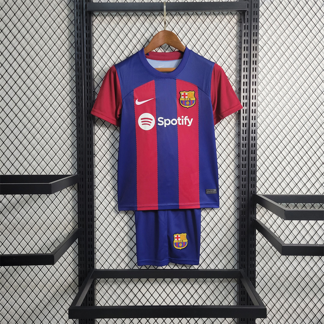 Barcelona Home Kids Jersey & Shorts Kit 2023/24 in Red&Blue