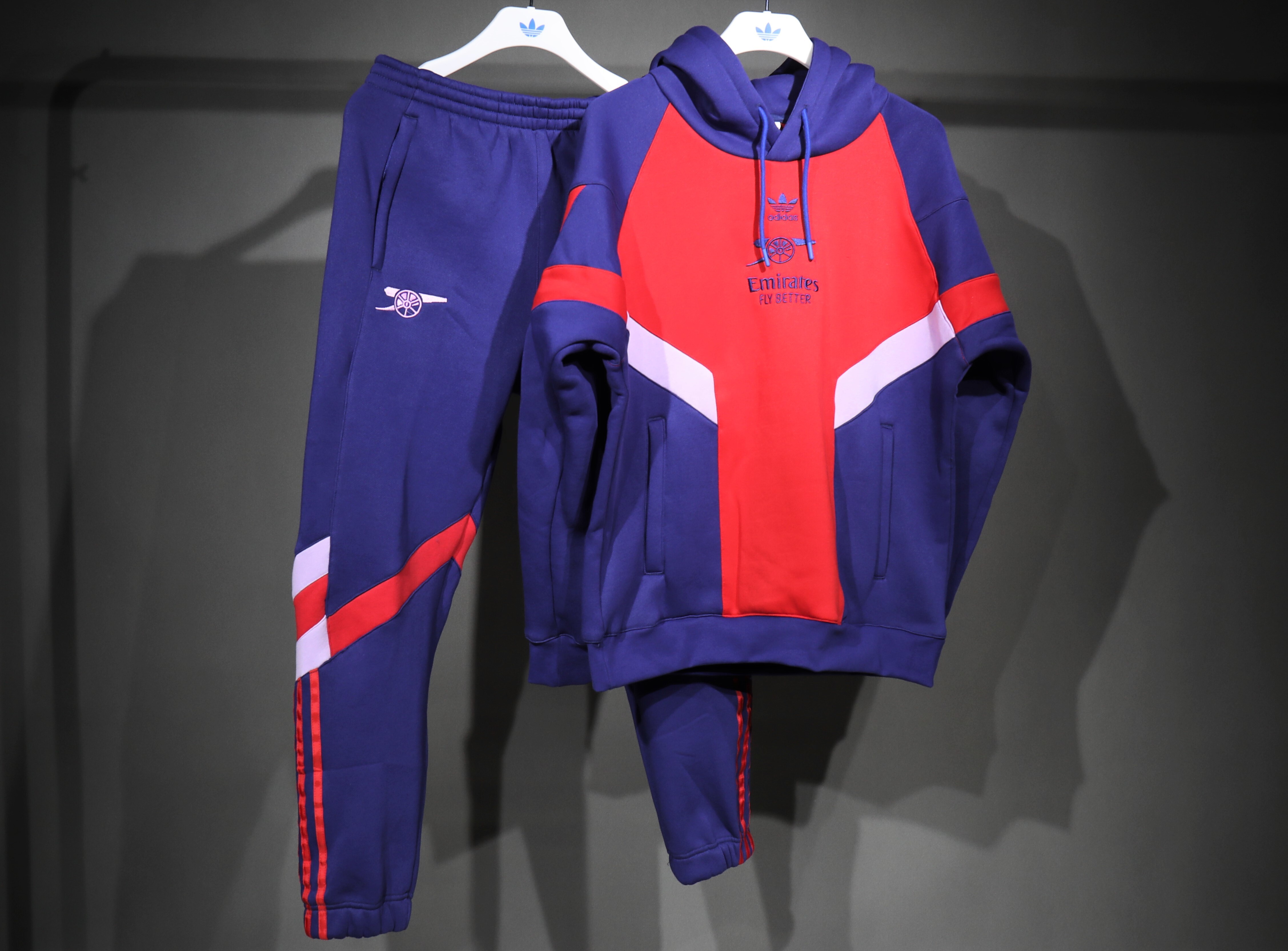 Arsenal Hoodie Training Kit Fleece-Lined Thick Sweatshirt & Pants Set Red&Amp;blue 2025/26 in Red&Blue