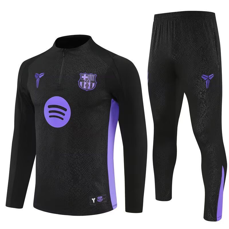 Barcelona Training Kit Sweatshirt & Pants Set Black&Amp;purple 2025/26 in Black&Purple
