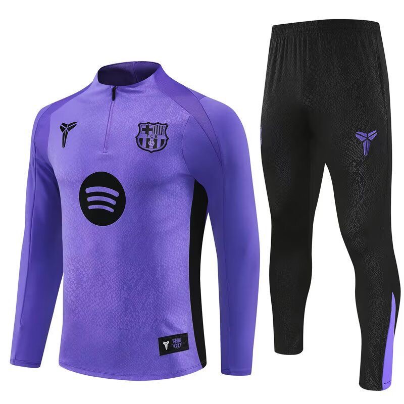 Kids Barcelona Training Kit Sweatshirt & Pants Set Purple 2025/26