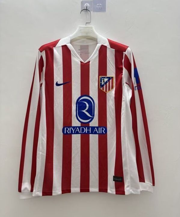 Atletico Madrid Soccer Jersey Home Long Sleeve Custom Shirt 2025/26 in Red&White