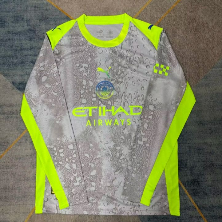 Manchester City Third Away Long Sleeve Football Jersey Custom Shirt 2025/26 in Gray