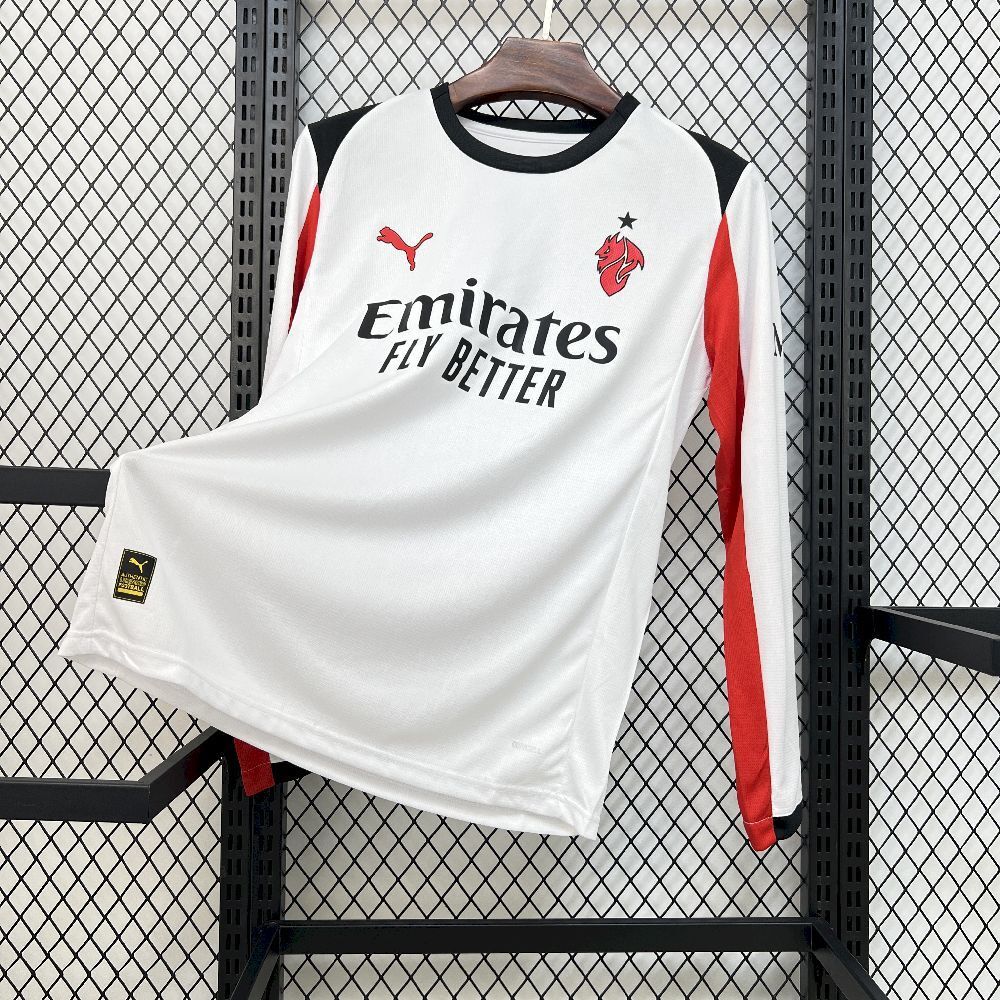 AC Milan Soccer Jersey Away Long Sleeve Custom Shirt 2025/26 in White