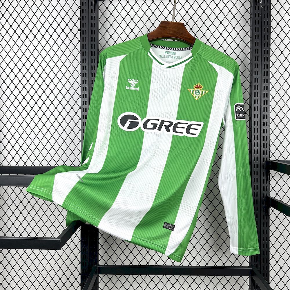 Real Betis Home Long Sleeve Custom Soccer Jersey 2025/26 in Model Year: 2025/26 Country and League: Spain-La Liga