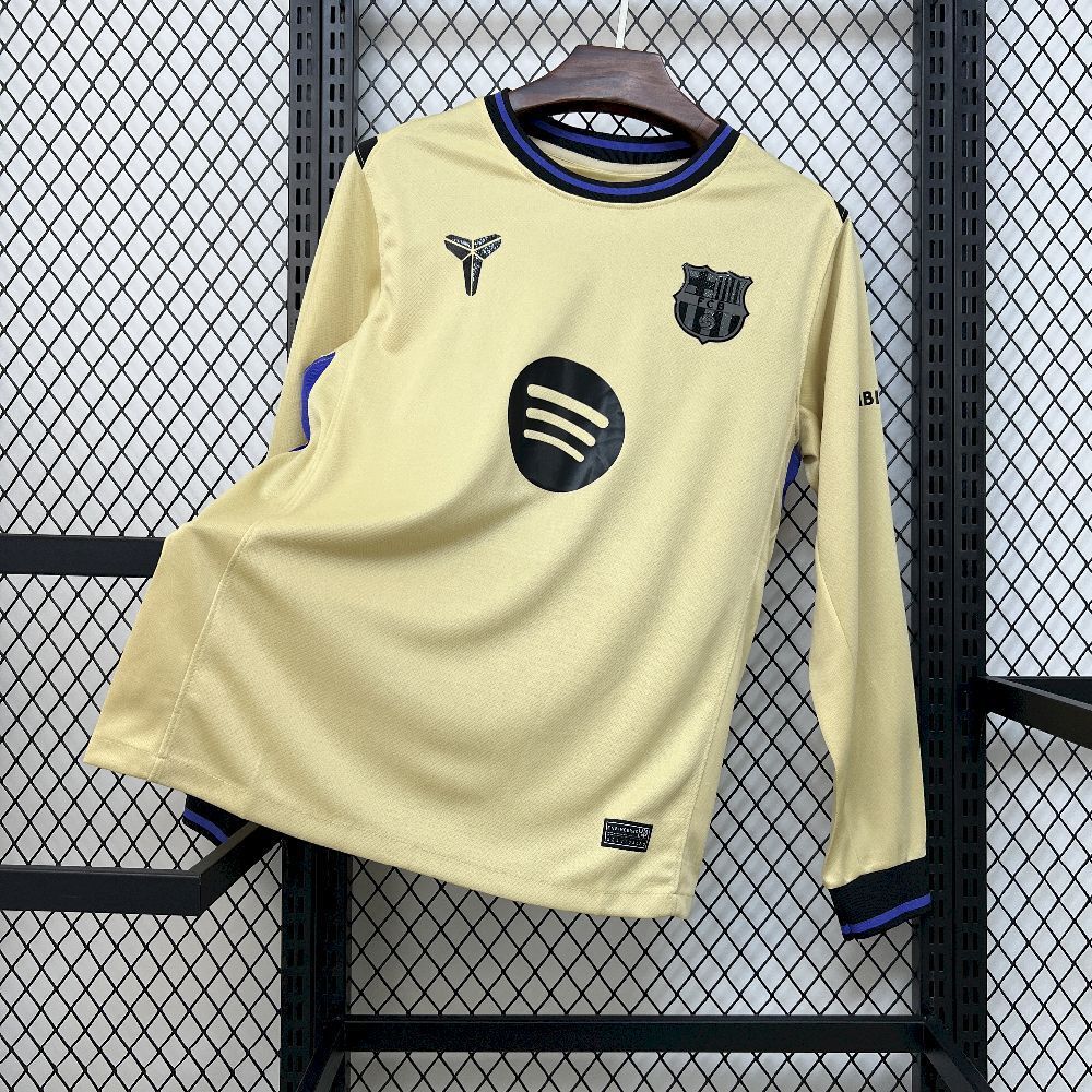 Barcelona Away Long Sleeve Soccer Jersey Custom Shirt 2025/26 in Yellow