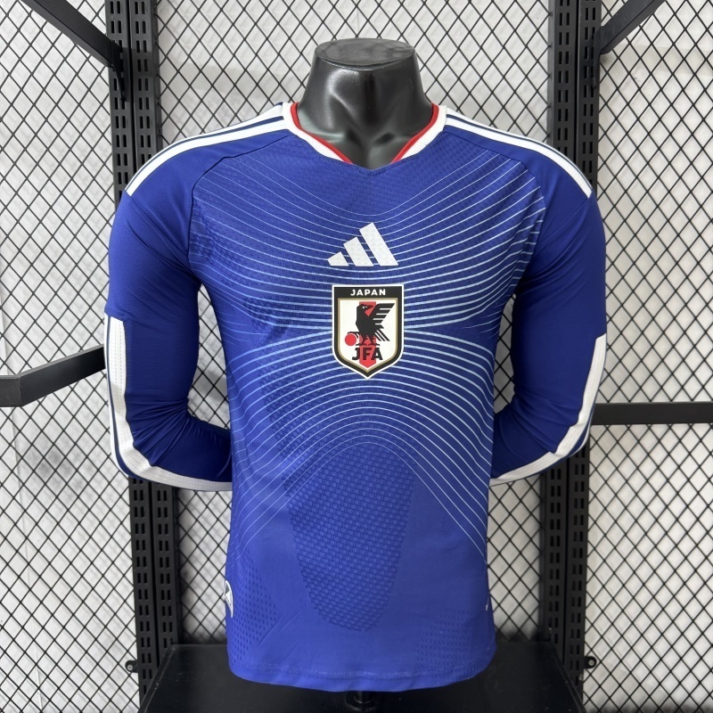 Japan Authentic Soccer Jersey Home Long Sleeve Shirt 2026 World Cup Edition in Blue
