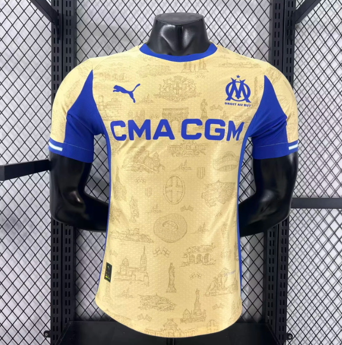 Marseille Authentic Soccer Jersey Fourth Away Shirt 2025/26 in Yellow