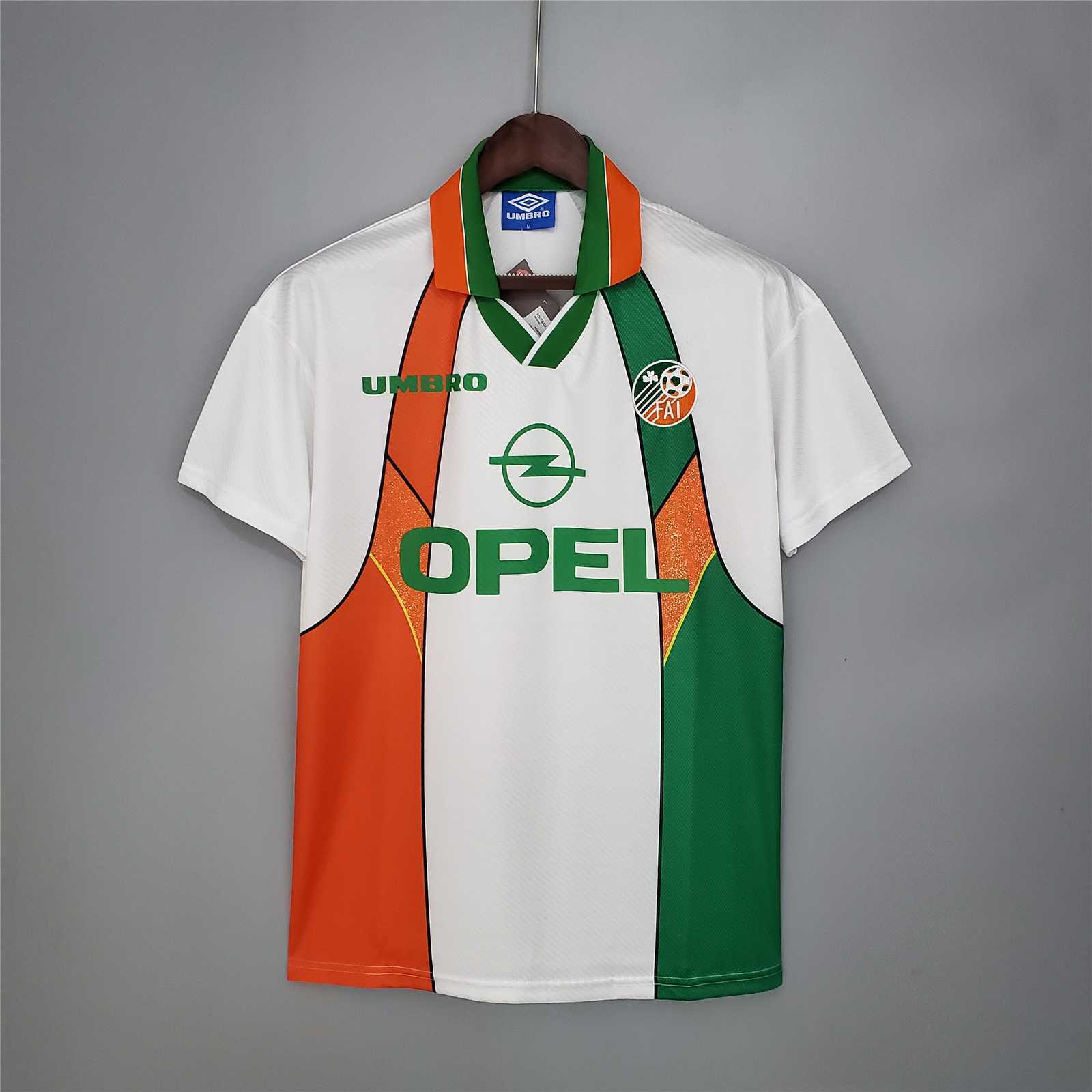 Ireland Retro Soccer Jersey Away Custom Shirt 1994-96 in White