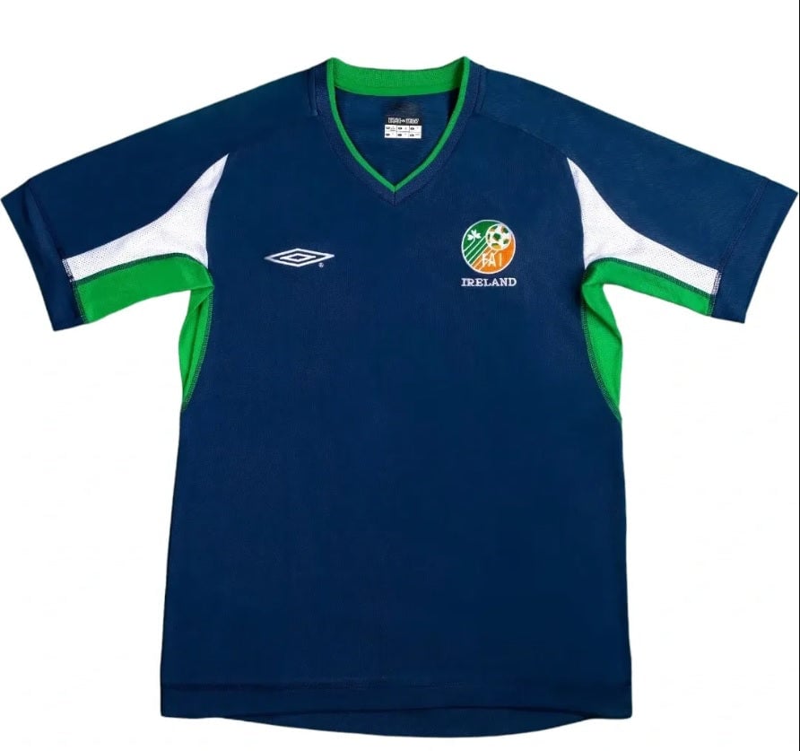 Ireland Retro Soccer Jersey Third Away Custom Shirt 2002 in Blue