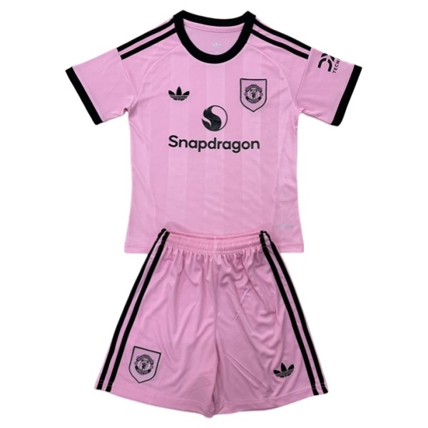 Manchester United Pink Goalkeeper Kids Jersey & Shorts Kit 2025/26