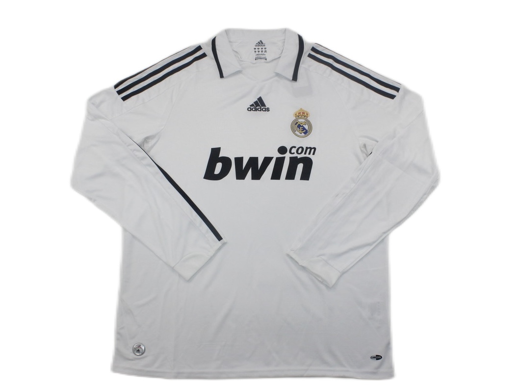 Real Madrid Retro Jersey Home Long Sleeve Custom Soccer Shirt 2008/09 in White
