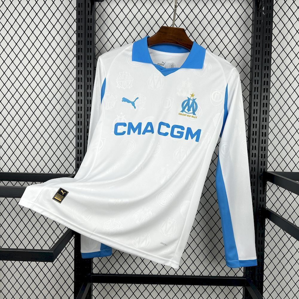 Marseille Soccer Jersey Home Long Sleeve Custom Shirt 2025/26 in White
